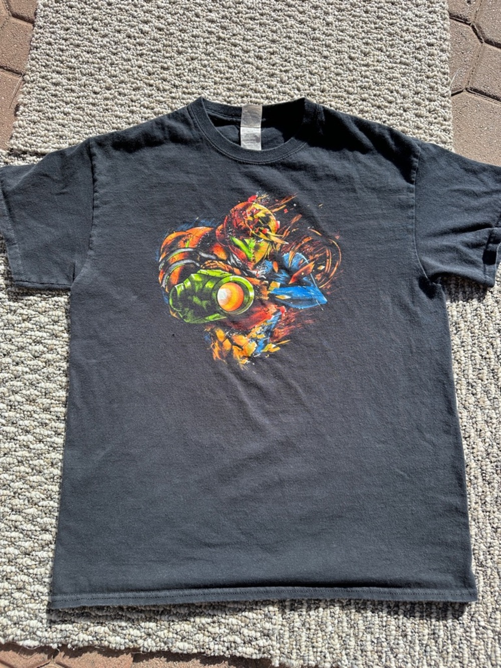 Vtg Metroid Samus Aran T-shirt Men’s Medium Black Nintendo Promo Video Game Y2k